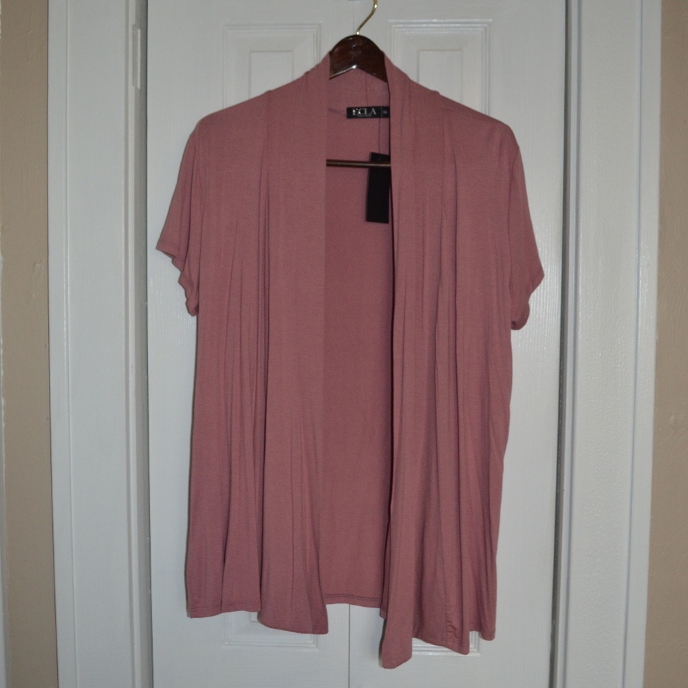 Dusty Rose Short Sleeve Open Front Cardigan